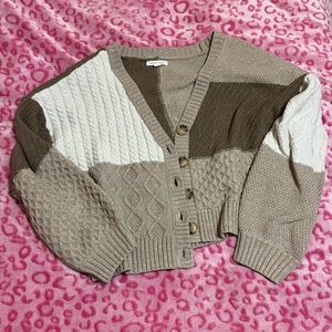 Blu Pepper Multi-Tone Knit Cardigan